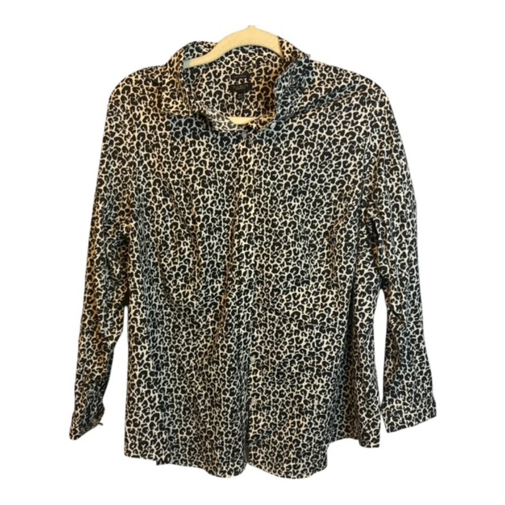 Talbots Blouse‎ Women's Size 18WP Petite Leopard Office Wrinkle Resistant